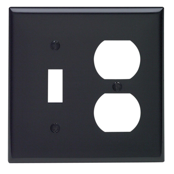 Leviton Wallplate 2G Out/Tog Blk 80705-00E